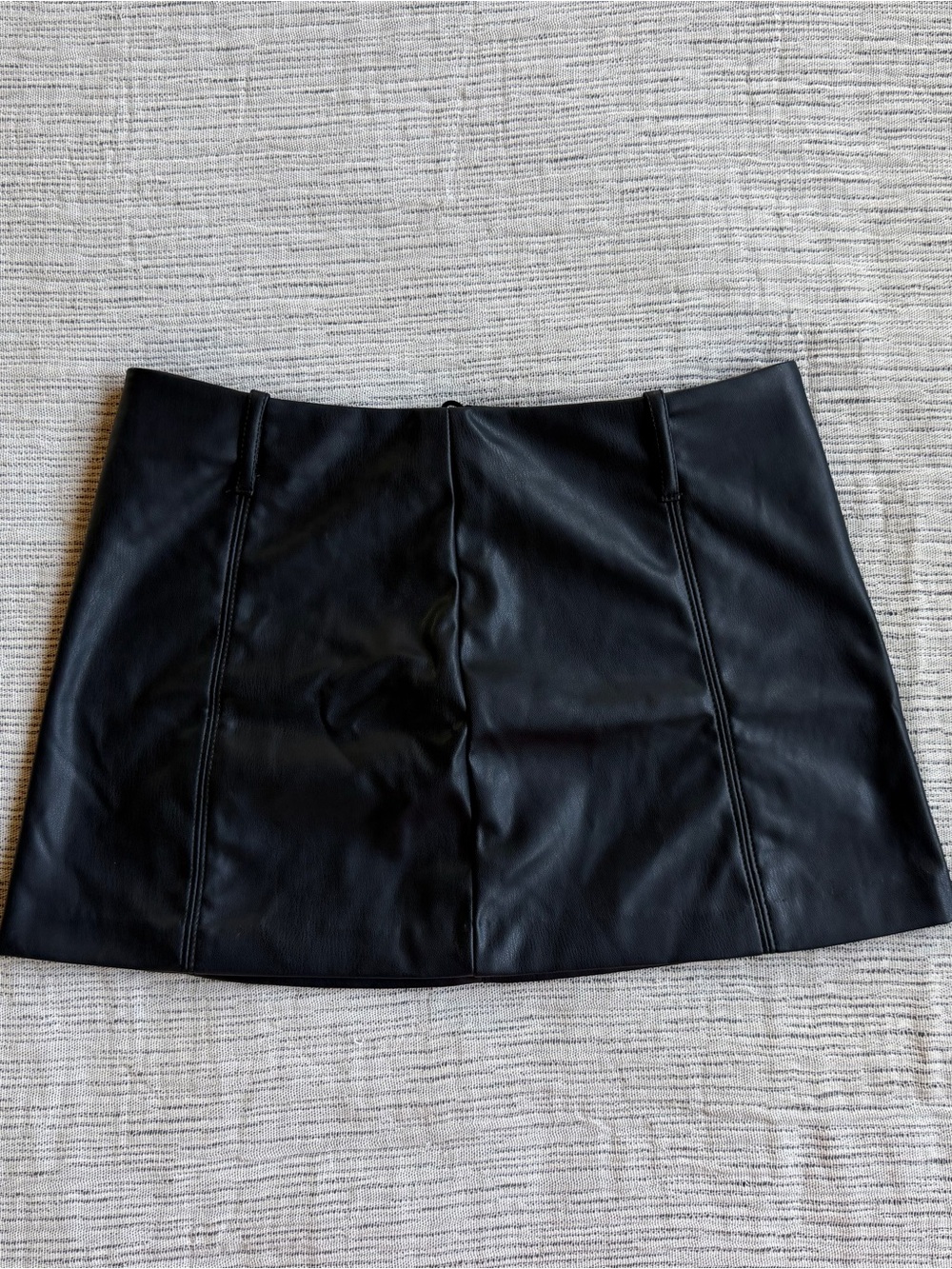 H&M Black Faux Leather Mini Skirt with Panel Seams
